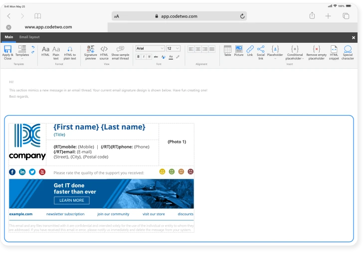 HTML signature template editor HTML signature template editor